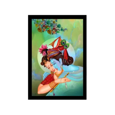 Beautiful Radha Krishna Vinyl Sparkle Coated with Synthetic Photo Frame (Multicolor)