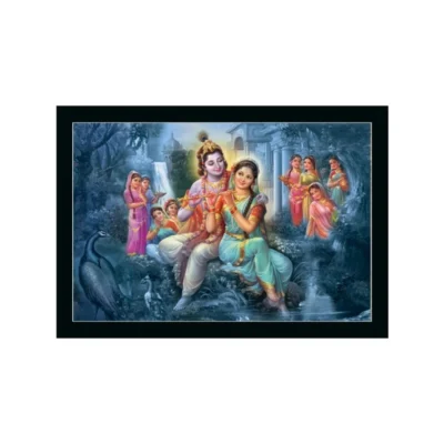 Radha Krishna Painting with Synthetic Photo Frame (Multicolor)