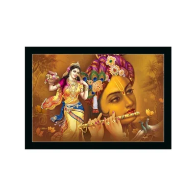 Radha Krishna Painting with Synthetic Photo Frame (Multicolor)