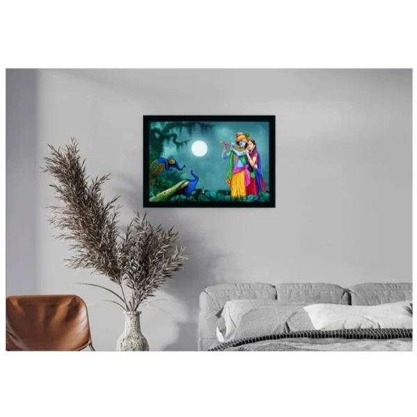 Radha Krishna Painting with Synthetic Photo Frame (Multicolor) - Image 2