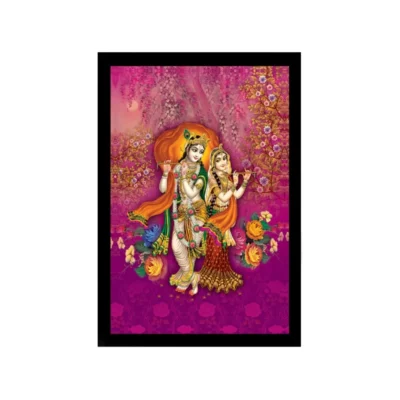 Radha Krishna Painting with Synthetic Photo Frame (Multicolor)