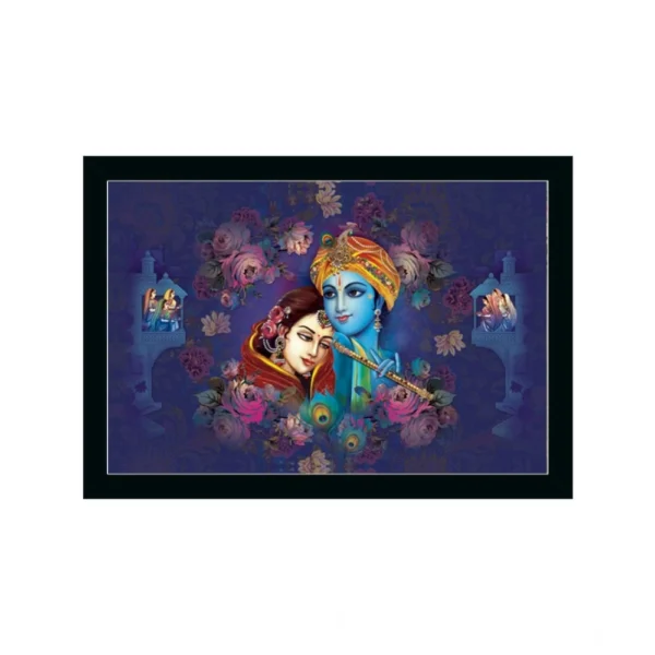 Radha Krishna Painting with Synthetic Photo Frame (Multicolor)