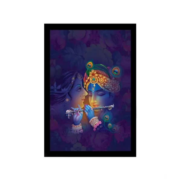 Radha Krishna Painting with Synthetic Photo Frame (Multicolor)