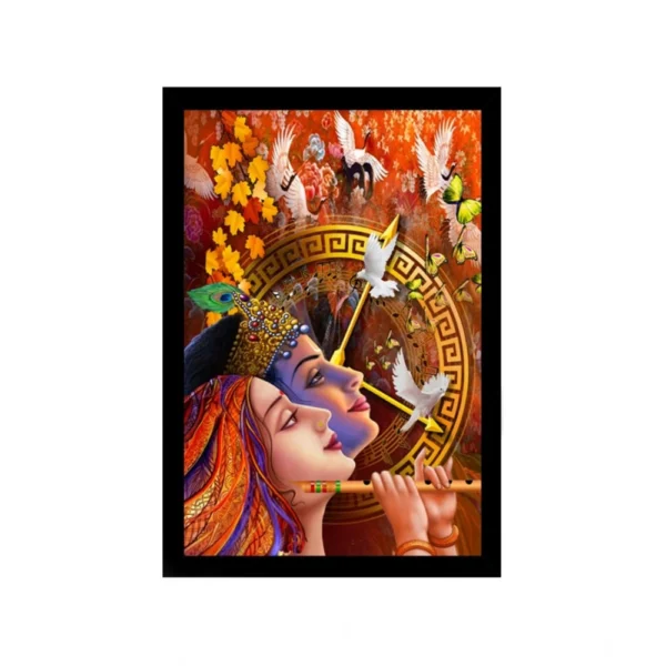 Radha Krishna Painting with Synthetic Photo Frame (Multicolor)