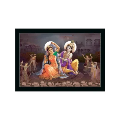 Radha Krishna Painting with Synthetic Photo Frame (Multicolor)