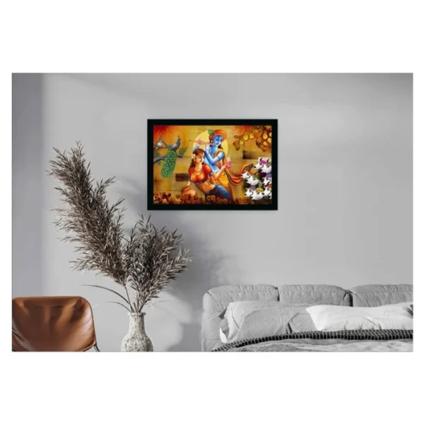 Radha Krishna Painting with Synthetic Photo Frame (Multicolor) - Image 2
