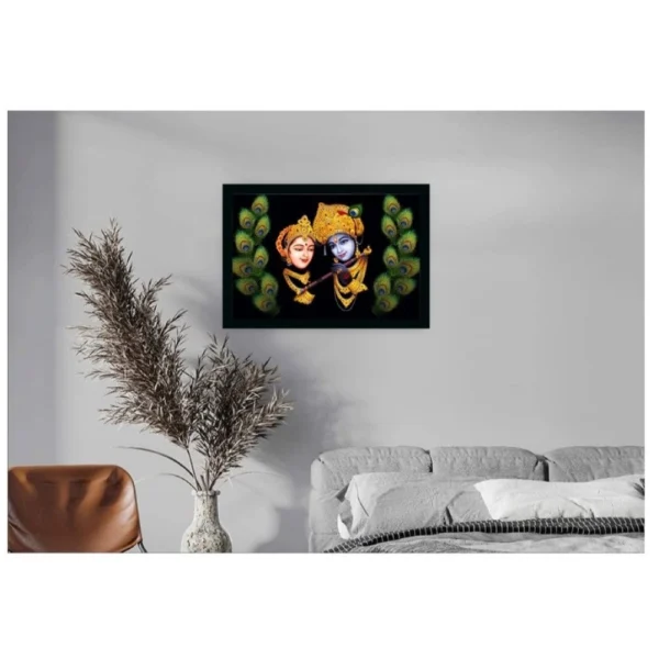 Radha Krishna Painting with Synthetic Photo Frame (Multicolor) - Image 2