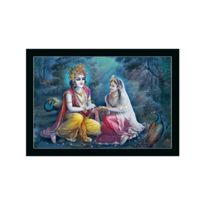 Radha Krishna Painting with Synthetic Photo Frame (Multicolor)