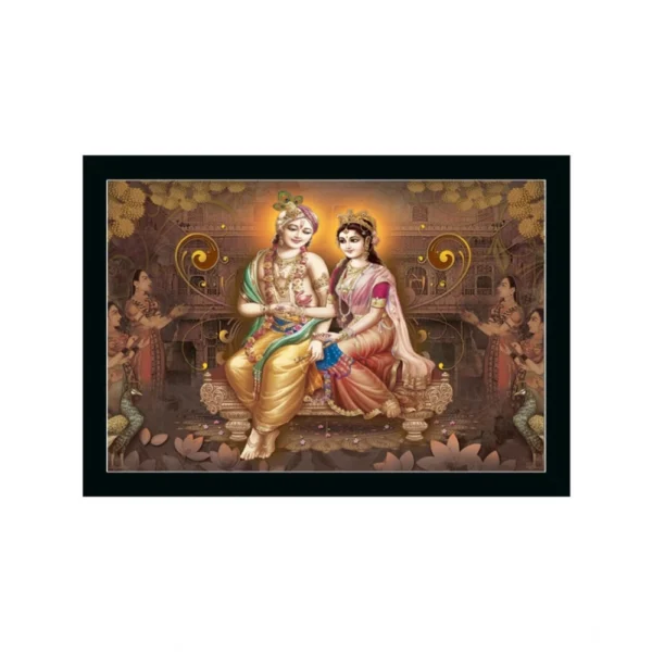 Radha Krishna Painting with Synthetic Photo Frame (Multicolor)