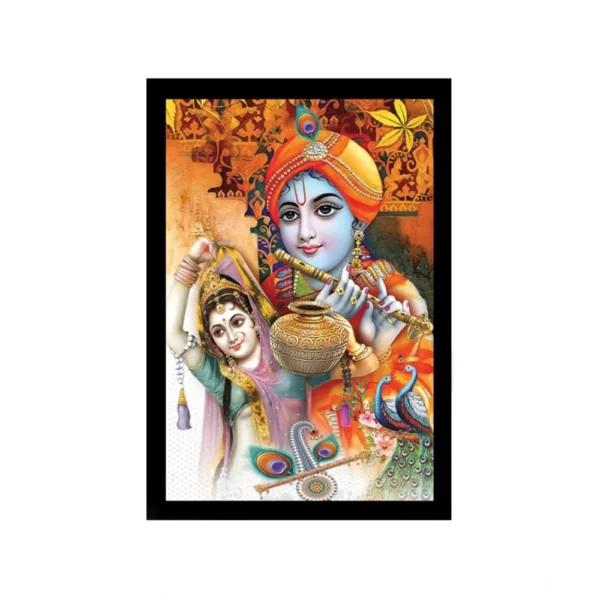 Radha Krishna Painting with Synthetic Photo Frame (Multicolor)