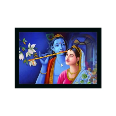 Radha Krishna Painting with Synthetic Photo Frame (Multicolor)