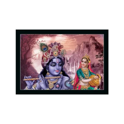Radha Krishna Painting with Synthetic Photo Frame (Multicolor)