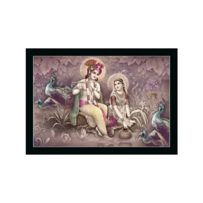 Radha Krishna Painting with Synthetic Photo Frame (Multicolor)