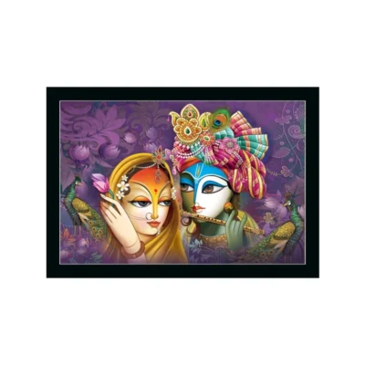 Radha Krishna Painting with Synthetic Photo Frame (Multicolor)