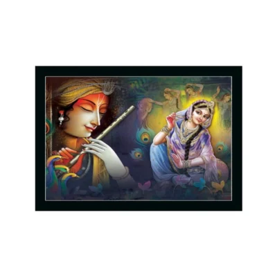 Radha Krishna Painting with Synthetic Photo Frame (Multicolor)