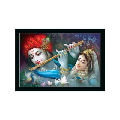 Radha Krishna Painting with Synthetic Photo Frame (Multicolor)