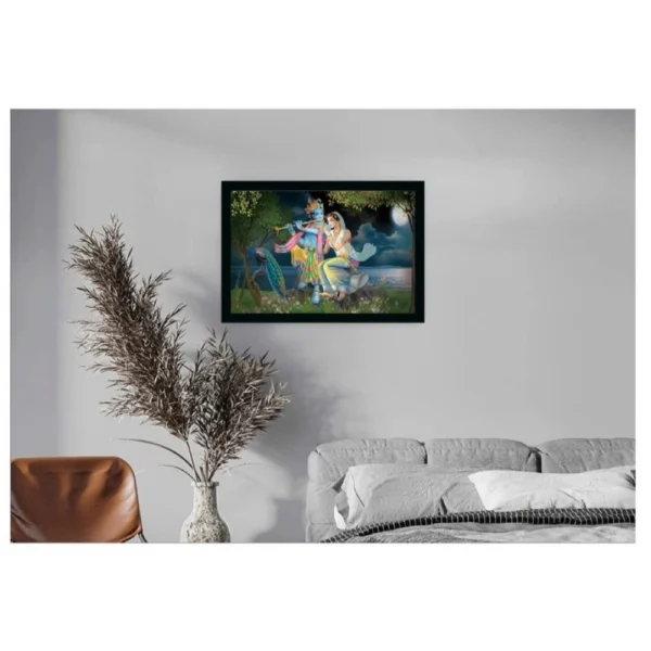 Radha Krishna Painting with Synthetic Photo Frame (Multicolor) - Image 2
