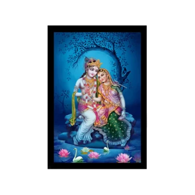 Radha Krishna Painting with Synthetic Photo Frame (Multicolor)