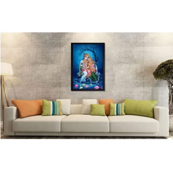 Radha Krishna Painting with Synthetic Photo Frame (Multicolor) - Image 2