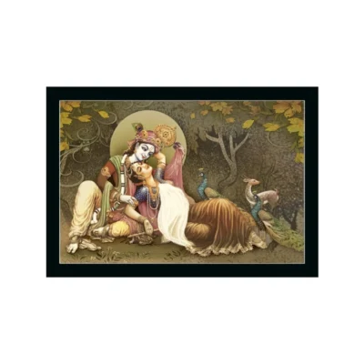 Radha Krishna Painting with Synthetic Photo Frame (Multicolor)