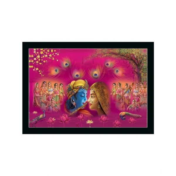 Radha Krishna Painting with Synthetic Photo Frame (Multicolor)