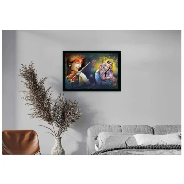 Radha Krishna Painting with Synthetic Photo Frame (Multicolor) - Image 2