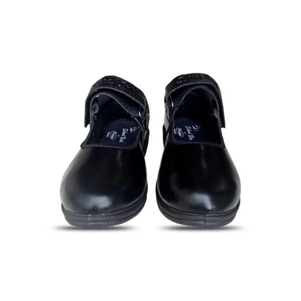 Girls Rexine Ox-Ankle Velcro Closure School Shoe (Black) - Image 2