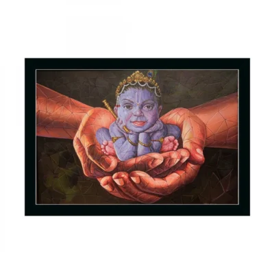 Radha Krishna Painting with Synthetic Photo Frame (Multicolor)