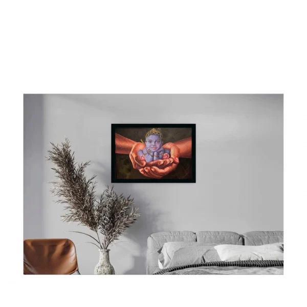 Radha Krishna Painting with Synthetic Photo Frame (Multicolor) - Image 2