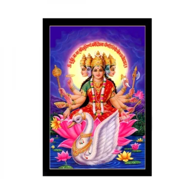Maa Laxmi Painting with Synthetic Photo Frame (Multicolor)