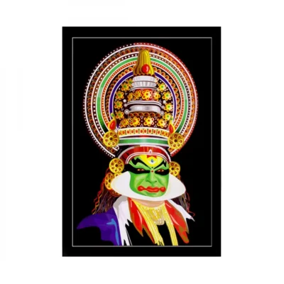 Kerala Traditional Kathakali Painting with Synthetic Photo Frame (Multicolor)