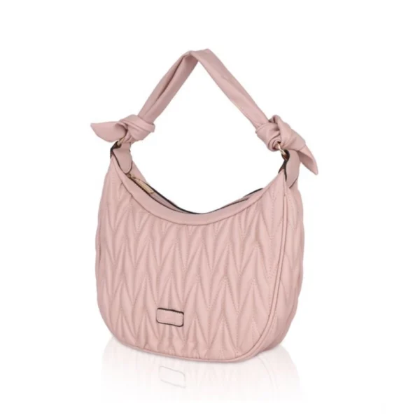 Women's Faux Leather Textured Handbag (Pink) - Image 6