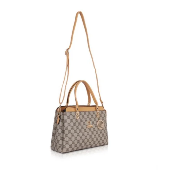 Women's Faux Leather Printed Handbag (Camel) - Image 2