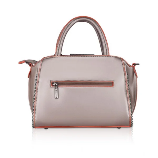 Women's Faux Leather Metal Beads Handbag (Bronze) - Image 4