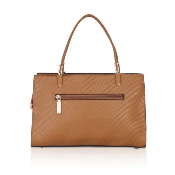 Women's Faux Leather Textured Adjustable Long Belt Handbag (Brown) - Image 4