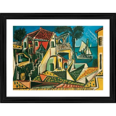 Mediterranean Landscape 1953 Painting With Wood Photo Frame (Multicolor)