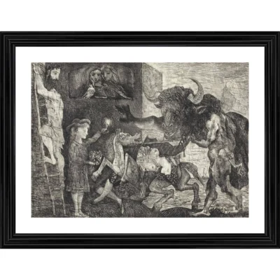 Minotauromachy 1935 Painting With Wood Photo Frame (Multicolor)