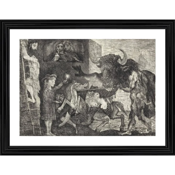 Minotauromachy 1935 Painting With Wood Photo Frame (Multicolor)