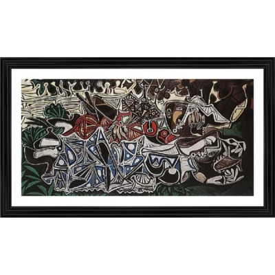 Young Ladies on the Banks of the Seine 1950 Painting With Wood Photo Frame (Multicolor)