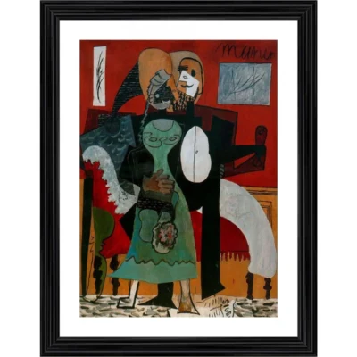 Lovers 1919 Painting With Wood Photo Frame (Multicolor)