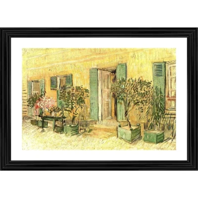 Exterior of a Restaurant in Asnières 1887 Painting With Wood Photo Frame (Multicolor)