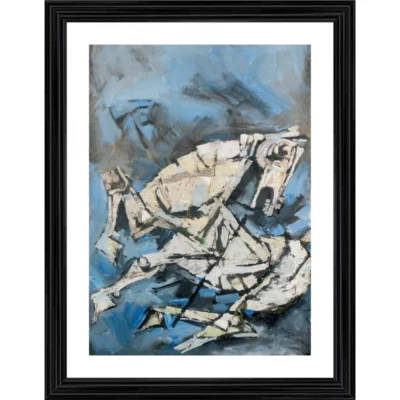 Horses Pain Painting With Wood Photo Frame (Multicolor)