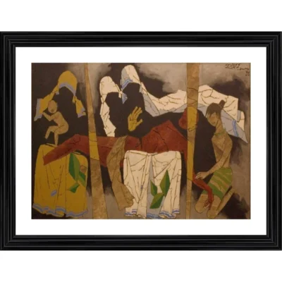 Mother Teresa 1989 Painting With Wood Photo Frame (Multicolor)