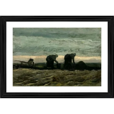 Women on the Peat Moor 1883 Painting With Wood Photo Frame (Multicolor)