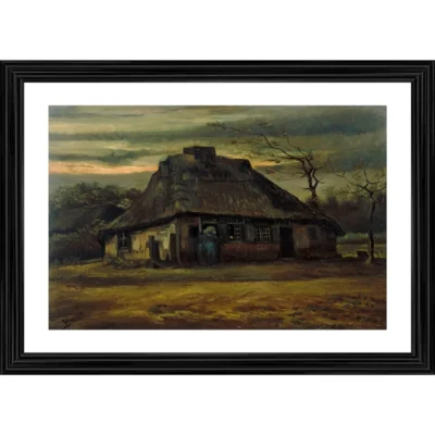 The Cottage 1885 Painting With Wood Photo Frame (Multicolor)