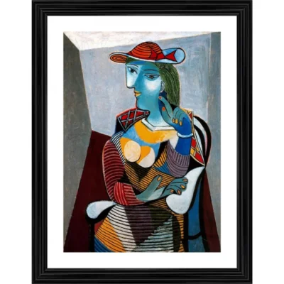 Seated Woman Marie Therese 1937 Painting With Wood Photo Frame (Multicolor)