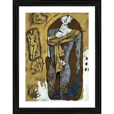 Gautam Buddha Painting With Wood Photo Frame (Multicolor)