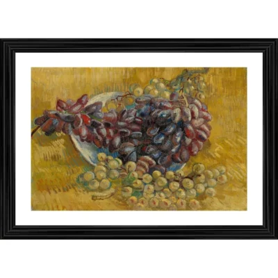 Grapes 1887 Painting With Wood Photo Frame (Multicolor)