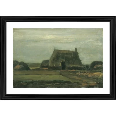 Farm with Stacks of Peat 1883 Painting With Wood Photo Frame (Multicolor)