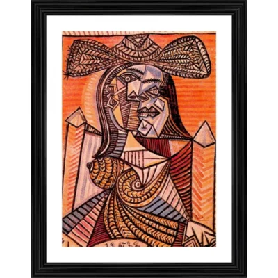 Seated Woman 1938 Painting With Wood Photo Frame (Multicolor)